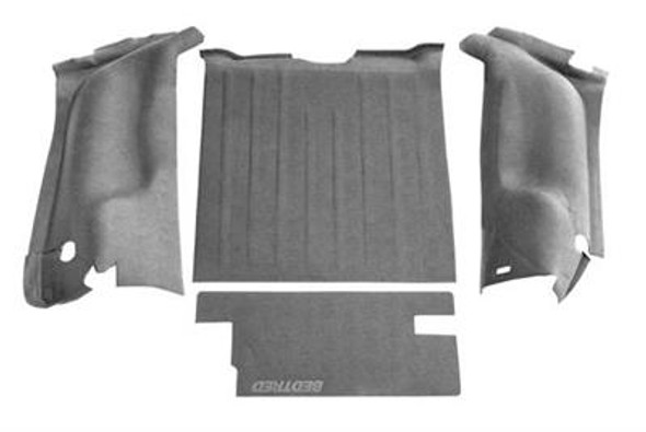 If you want a floor liner that wont damage your Jeep, isn't permanent and wont lower your resale value, BedTred is for you. It provides a rugged work surface that is tough enough to withstand dents and dings while protecting your most fragile cargo from sliding around inside your Jeep. The BedTred system gives you the rugged spray-in lock without the need of any labor intensive prepping and installs with hook and loop fasteners, without damaging the floor. While traditional spray-in liners can quickly fade and chalk, the BedTred material is fade and UV resistant. 100% waterproof, completely mold and mildew resistant, dry quickly and will not stain with oil or harsh chemicals. Quick and easy installation. 4 pieces: Drivers wheel well, passengers wheel well, rear cargo floor and tailgate. 3 year warranty. Bedrug does not recommend additional mats and liners because the nibs on the back of mats or liners will not grip, but rather slide on the BedTred material.Fits 1997 to 2006 TJ Wrangler and Rubicon4 piece rear100% Polypropylene waterproof spray-in lookCompletely removableUV and fade resistantQuick and easy installation3-year warrantyInstalls in an hourHook and loop fasteners (velcro)Made in the USA