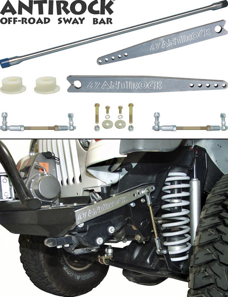 RockJock® Antirock® Sway Bar Kit - With Modified 18 Inch Aluminum Arms - For TJ Front