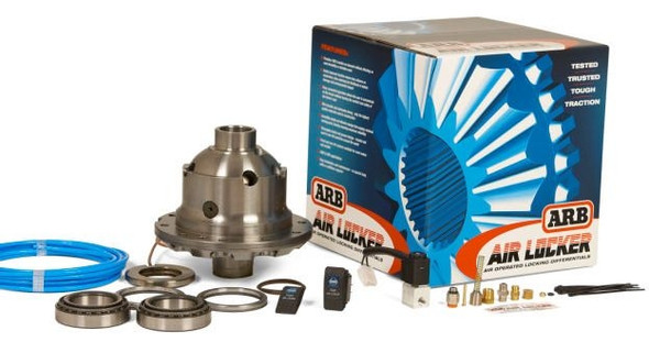 Locking differentials have been available for years, but were always a compromise: performing well either off the road or on the road - but not on both. The ARB Air Locker provides normal differential action on the street - maintaining safe, predictable handling. An ARB Air Locker differential will drive out of the most difficult situations. (24) Months Limited Warranty. Here's how it works: The ARB Air Locker is an air-operated, driver-controlled differential locker activated by pushing a dash-mounted button. When engaged, compressed air, delivered by the ARB (12-volt) on-board air compressor is passed via a 12-volt solenoid down an air line into the differential housing. Air travels into the differential center via a specially designed seal housing which seals against an extended bearing with air fitting. Through air galleys, the compressed air enters the piston chamber & actuates the piston and clutch gear, moving the gear into the locked position. The clutch gear now locks the side gear to the differential housing, instantly stopping differential action. Differential is now locked, and both axles will deliver traction. To disengage the differential, push the dash mounted switch again. It releases the compressed air via the solenoid and the piston springs return to the original position. Differential is then open again, allowing full, standard differential action. ARB Air Locker only takes a split second to engage, making it the only real driver-controlled differential locking system on the planet. Parts Included Locking Differential Carrier Bearings Switch Air Line Solenoid Fits These Vehicles 07-09 Jeep Wrangler 2-Door (JK) 07-09 Jeep Wrangler Unlimited 4-Door (JK)Provides 100% traction on demand without affecting on road drivability or driveline wear. Vastly improved traction means less reliance on momentum, thus reducing the likelihood of vehicle damage and environmental impact. Easy, convenient operation allows the user to concentrate on the terrain without leaving the comfort and safety of the drivers seat. Ultra durable and extremely strong - only the highest quality materials used in construction. Incredibly simple yet effective design that employs minimal moving parts, thereby ensuring maximum reliability. Thoroughly tested and proven design  trusted and used in over 80 countries around the world. Front and rear Air Lockers available for most makes and models. 2WD applications available. Easy installation and maintenance  no special tools, skills or additives required. Air compressor also provides convenient, reliable source of air for inflating tyres, camping and leisure equipment.