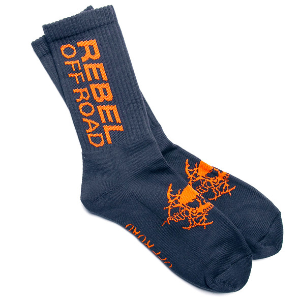 Rebel Off Road All-Terrain Men's Socks, Charcoal, Orange Block Logo
